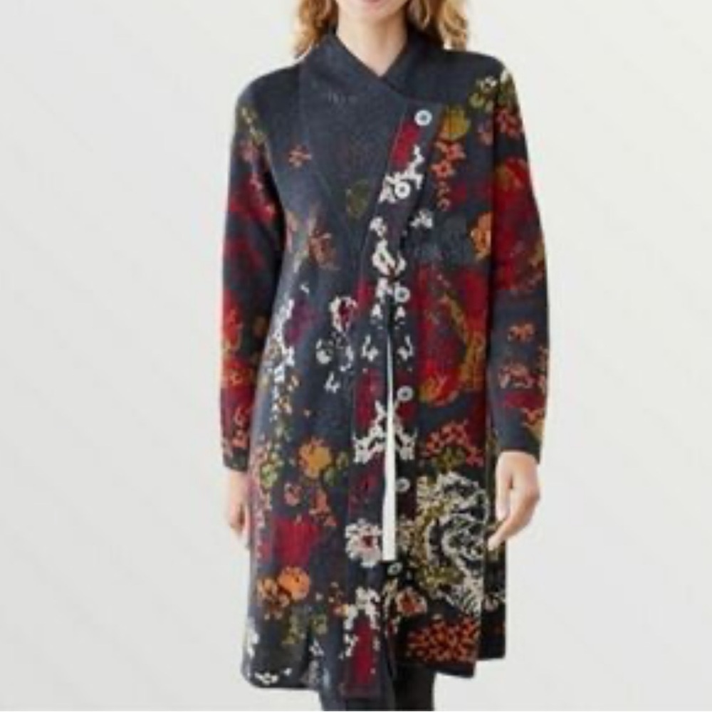 J. Jill Madison Floral Duster Long Cardigan Sweater 4X Spring Alpaca Wool Blend - Picture 15 of 15